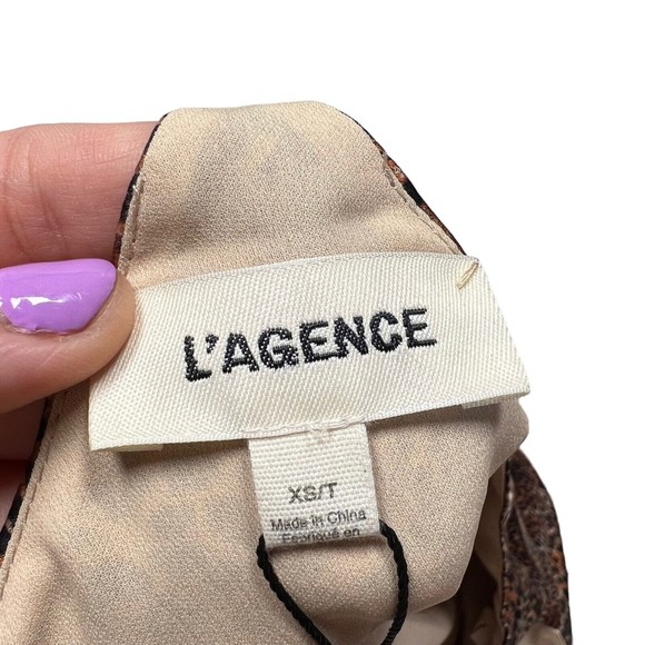 NWT L’AGENCE Women's XS Mariela Racer Bodysuit Animal Print - Picture 8 of 14